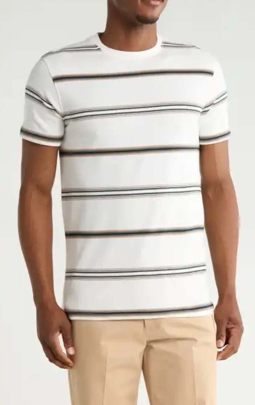 Denim & Flower Ricky Singh Striped Knit T-Shirt Size Medium